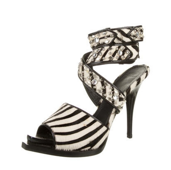 Givenchy Zebra Rhinestone Hair Print Stilletto Heels Size 40 9 - Picture 2 of 5
